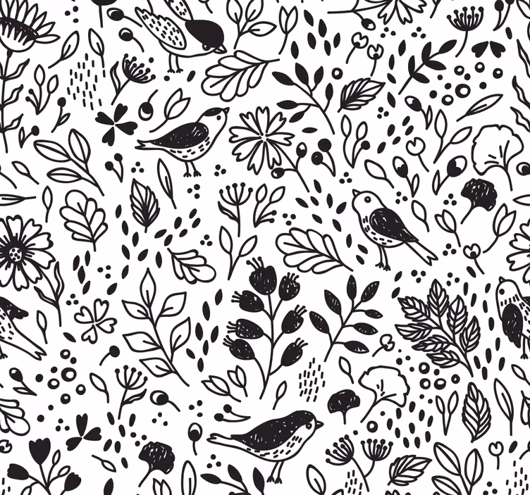 Birds on tree animal wallpaper - TenStickers