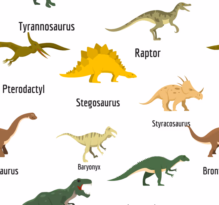Realistic dinosaurs with names kids wallpaper - TenStickers