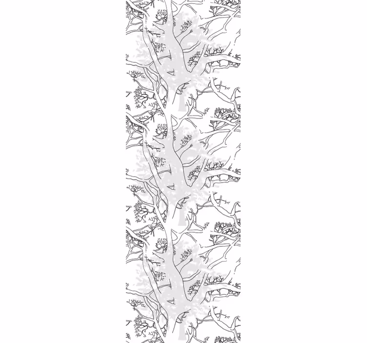 Floral Line Art grey wallpaper - TenStickers