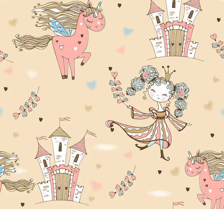 Fairytale Unicorns wallpaper childrens room - TenStickers