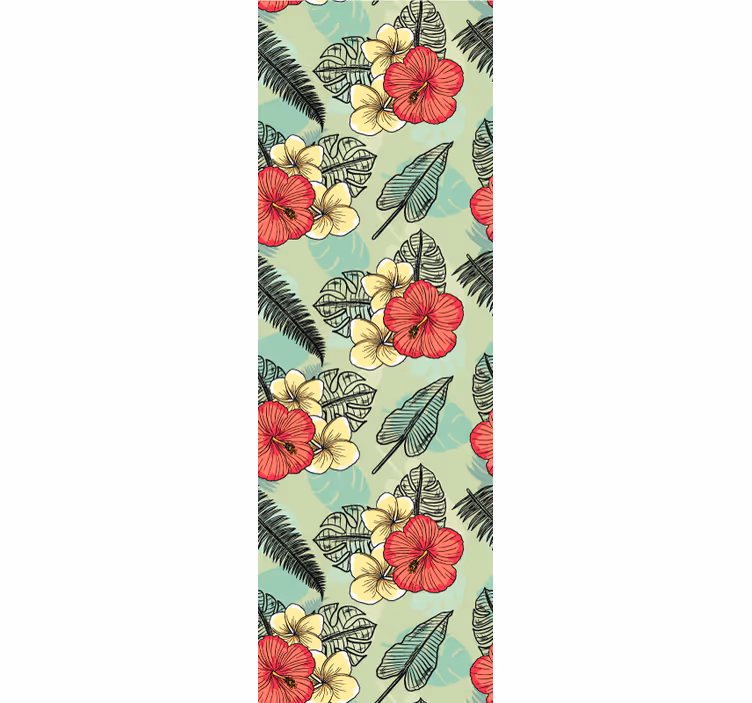 Green tropical arrangement flowers wallpaper - TenStickers