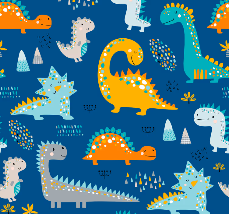 Dinosaurs Pattern dino wallpaper - TenStickers