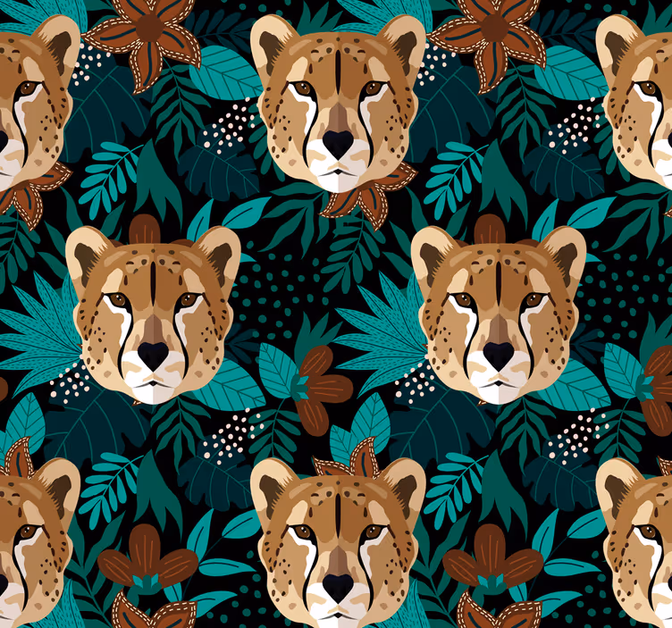 Jungle Cheetah Pattern cute animal wallpaper - TenStickers