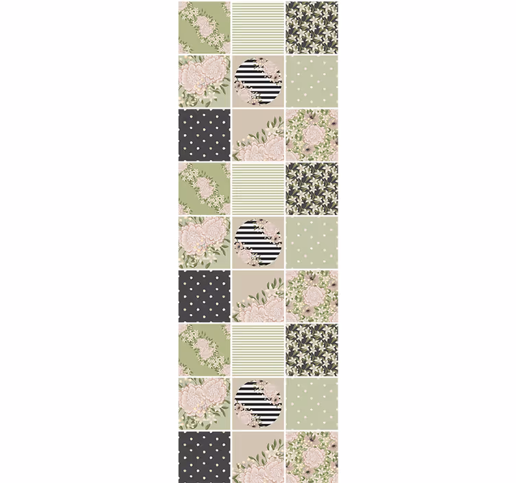 Floral Patchwork Design wallpaper flowery - TenStickers