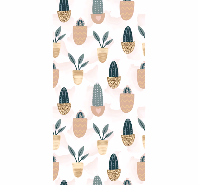 Potted Cacti Pattern nature wallpaper - TenStickers