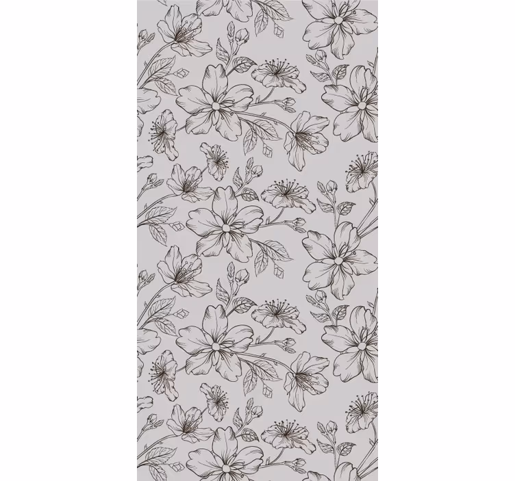 Floral Sketch Elegance flowers wallpaper - TenStickers