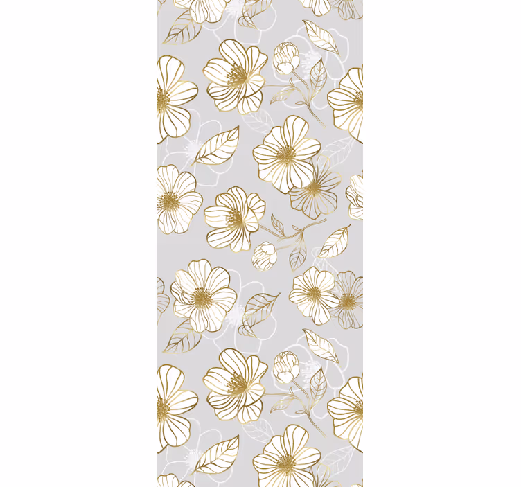 Gold Floral Pattern wallpaper flowery - TenStickers