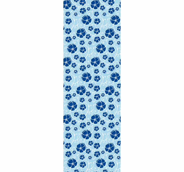 Blue Floral Tiles wallpaper flowery - TenStickers