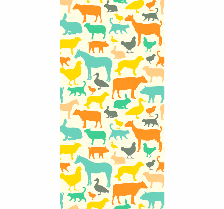 Cute animal wallpaper featuring animal silhouettes - TenStickers