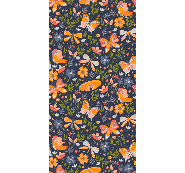 Butterflies and plants multicolor Wallpaper - TenStickers