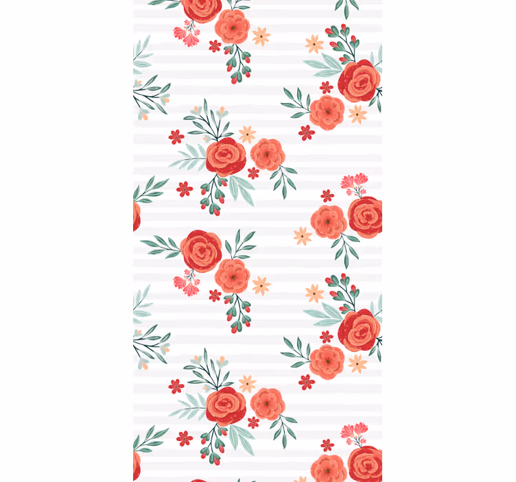 Floral Striped Pattern flowers wallpaper - TenStickers