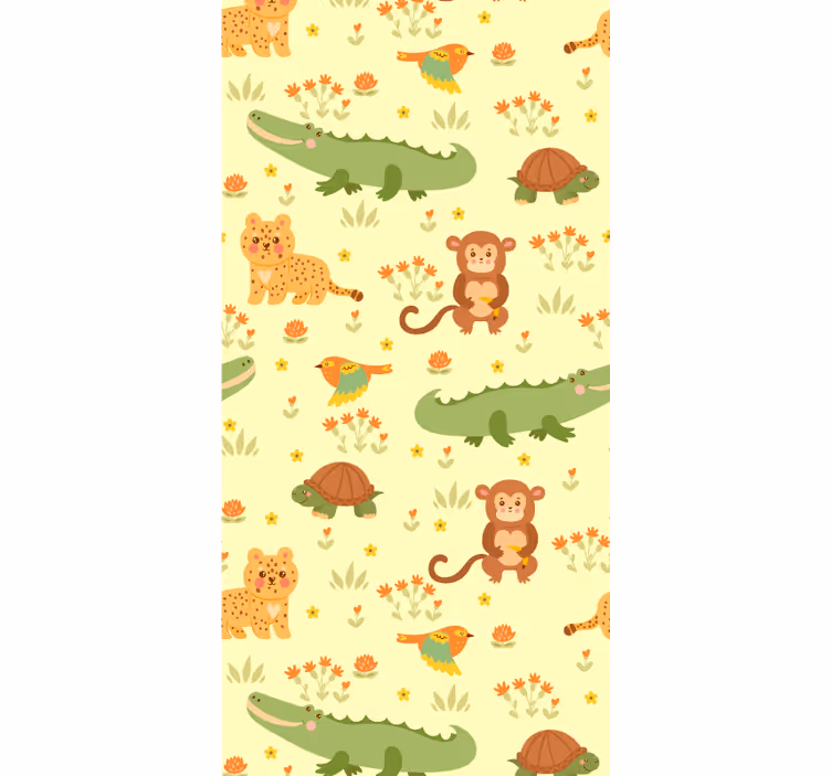 Jungle Fauna Motif cute animal wallpaper - TenStickers