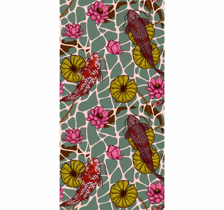 Koi Pond Motif fishes wallpaper - TenStickers