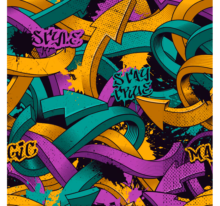 Graffiti Ribbons art deco wallpaper - TenStickers