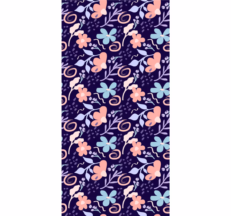 Purple Floral Pattern flowers wallpaper - TenStickers