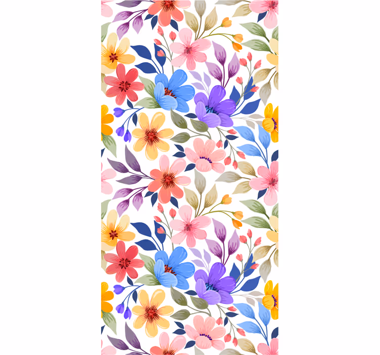 Blooming colorful flower pattern  wallpaper - TenStickers