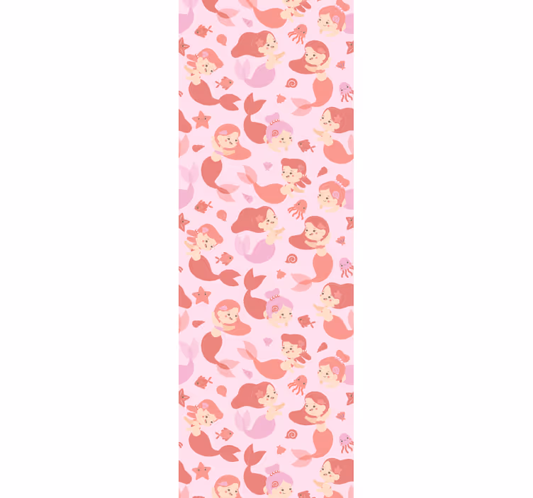 Playful Mermaid Motif cute animal wallpaper - TenStickers