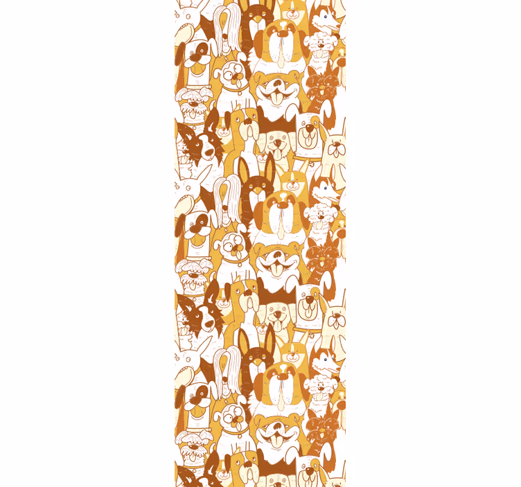 White and Orange Pattern wallpaper of a dog - TenStickers