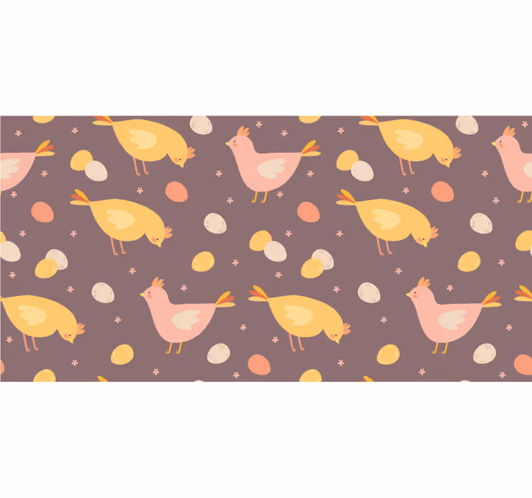 Playful Chickens Pattern cute animal wallpaper - TenStickers