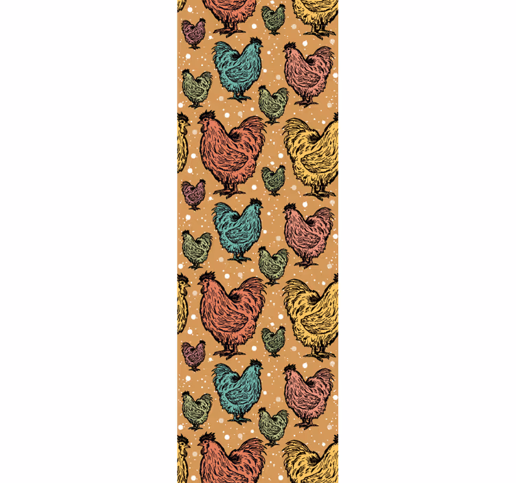 Colorful Rooster Pattern cute animal wallpaper - TenStickers