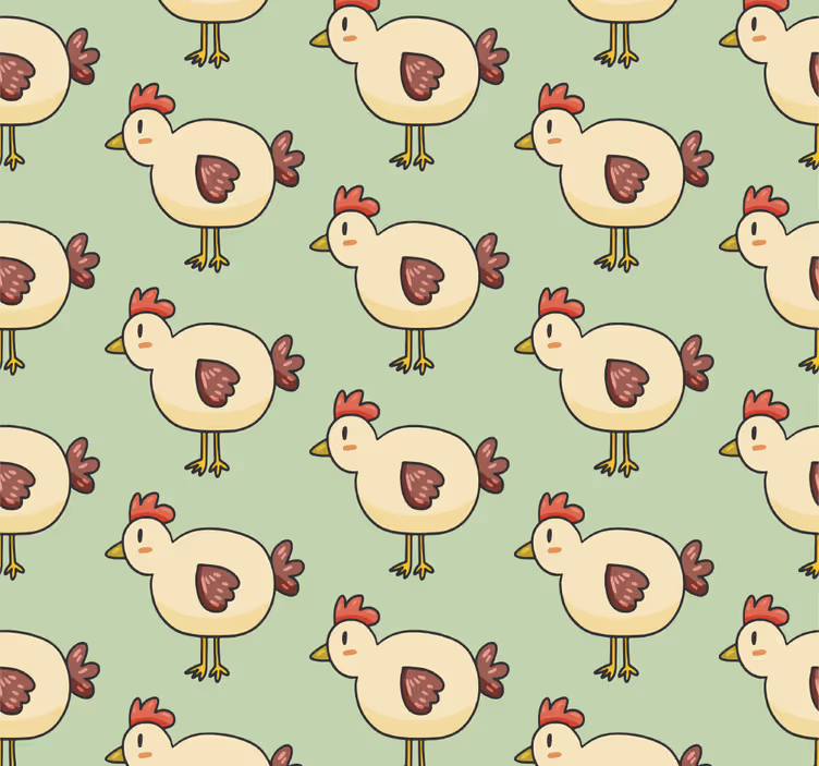 Chicken Pattern cute animal wallpaper - TenStickers