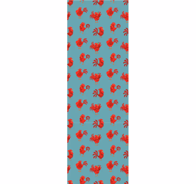 Red Roosters Pattern cute animal wallpaper - TenStickers