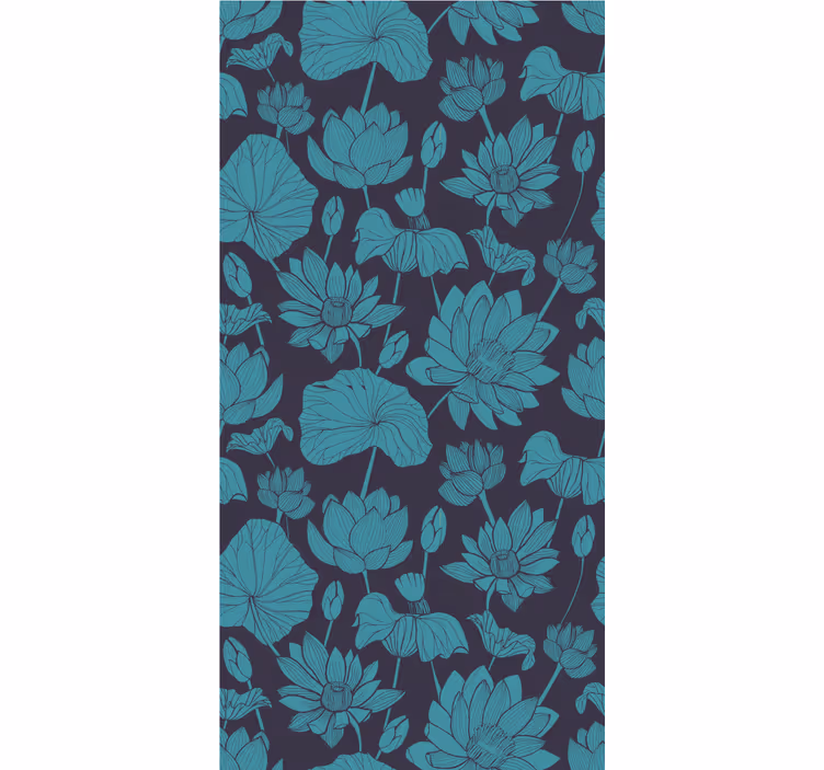 Botanical Lotus Pattern flowers wallpaper - TenStickers