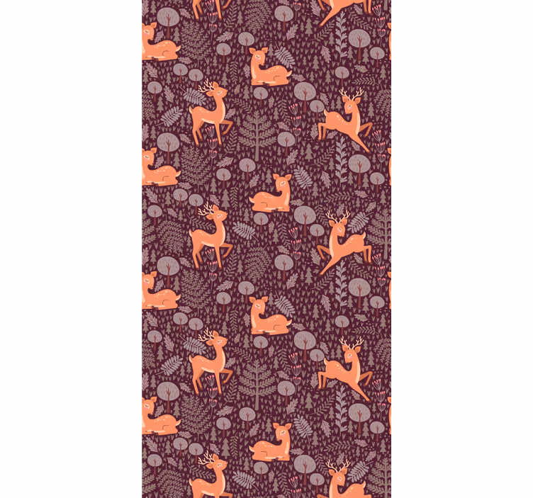 Fawn Forest Pattern cute animal wallpaper - TenStickers