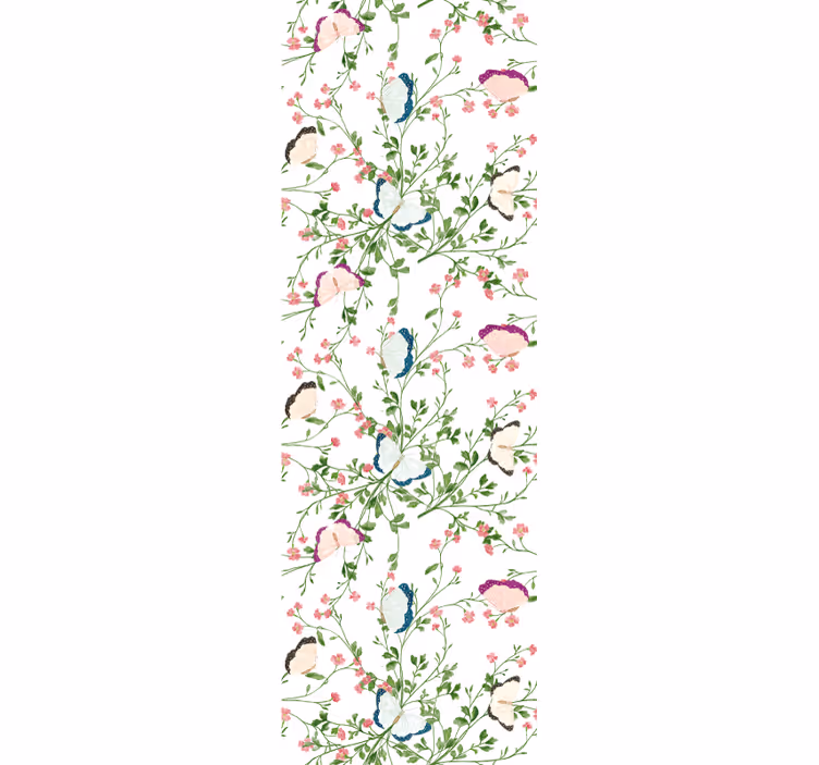 Botanical Butterfly wallpaper flowery - TenStickers