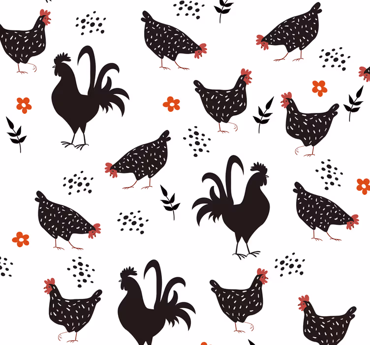 Rustic Poultry Pattern cute animal wallpaper - TenStickers