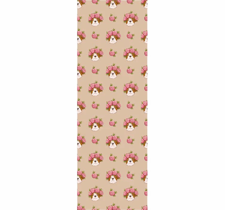 Floral Canine Motif wallpaper of a dog - TenStickers