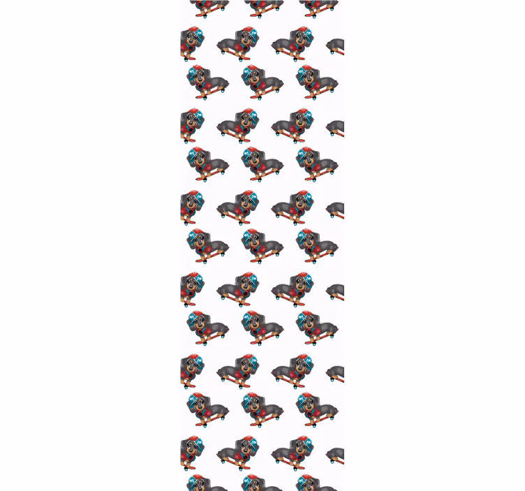 Canine Skateboarding wallpaper of a dog - TenStickers
