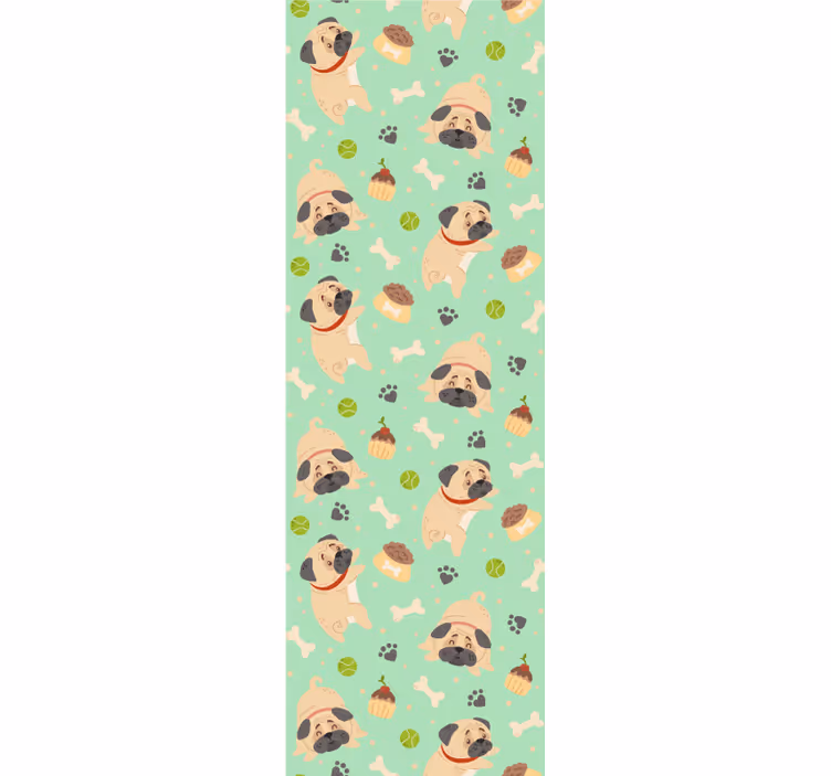 Pug Pattern Play wallpaper of a dog - TenStickers