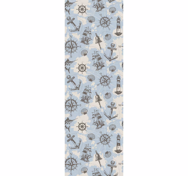 Vintage nautical pattern Living Room Wallpaper - TenStickers