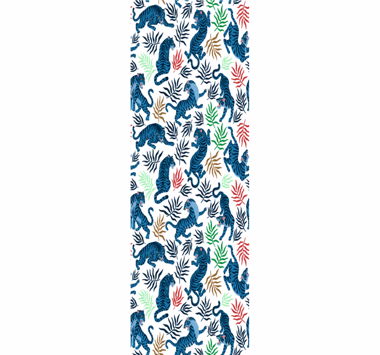 Tropical Tiger Motif cute animal wallpaper - TenStickers