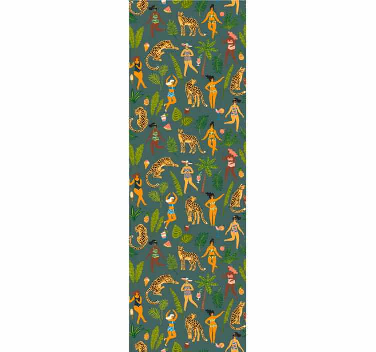Jungle Dance Motif cute animal wallpaper - TenStickers