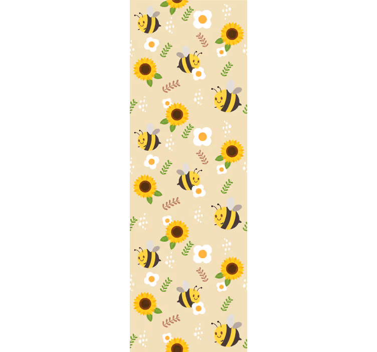 Buzzy Sunflowers cute animal wallpaper - TenStickers