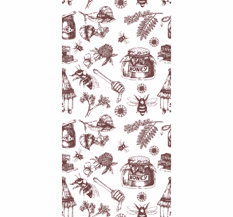 Rustic Apiary Sketch cute animal wallpaper - TenStickers