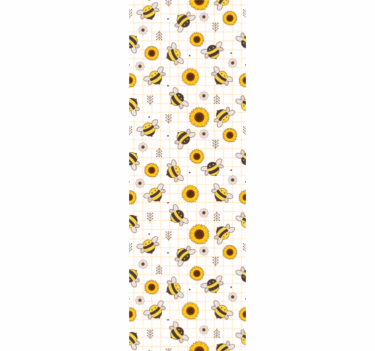 Bees Sunflowers Pattern cute animal wallpaper - TenStickers