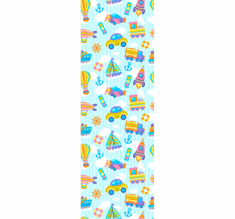 Playful Transport wallpaper childrens room - TenStickers