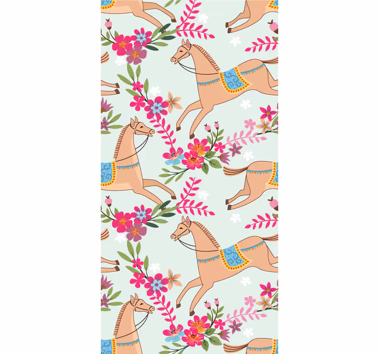Equestrian Blossoms cute animal wallpaper - TenStickers