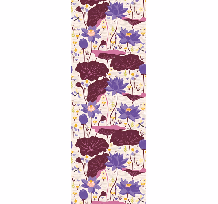 Blue and purple pattern flowers wallpaper - TenStickers