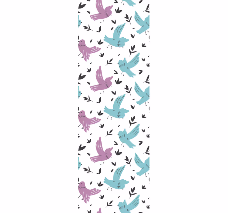 Pastel Bird Pattern cute animal wallpaper - TenStickers
