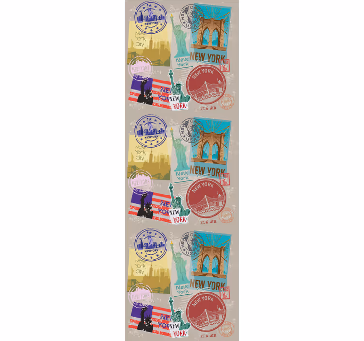 New york wallpaper new york stamps design - TenStickers