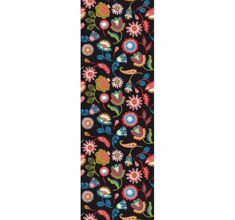 Folk Floral Motif wallpaper flowery - TenStickers