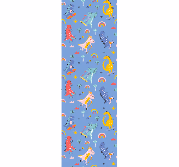 Skating Dinosaurs dino wallpaper - TenStickers