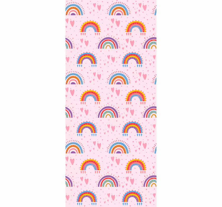 Rainbow Heart Patterns wallpaper childrens room - TenStickers