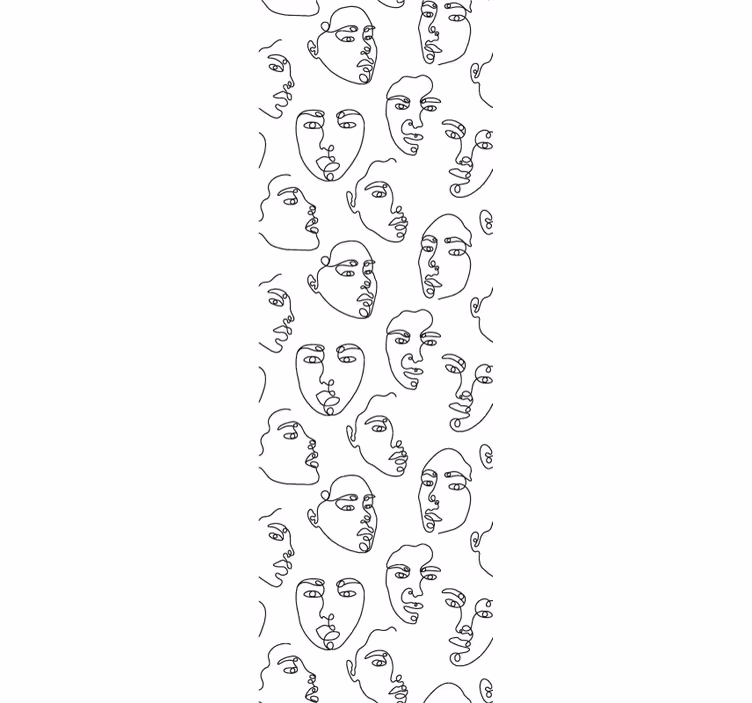 Line Art Faces art deco wallpaper - TenStickers