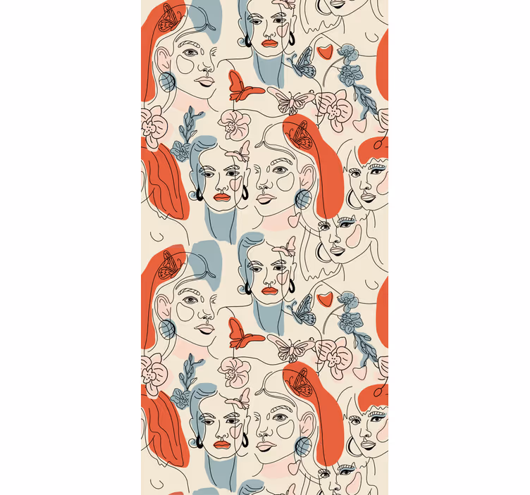 Feminine Line Art art deco wallpaper - TenStickers