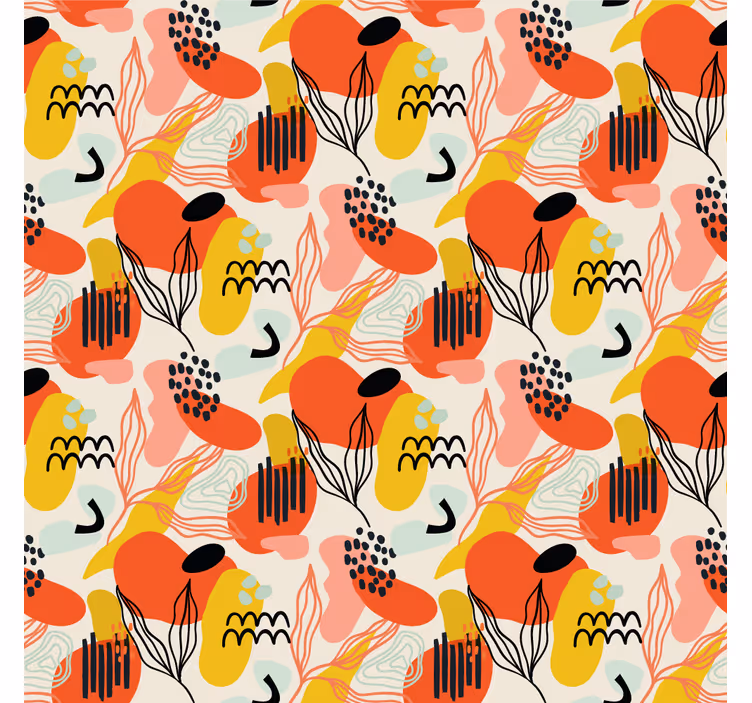 Abstract Organic Shapes art deco wallpaper - TenStickers